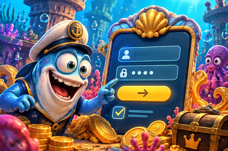Shark captain at the SpinBob login form